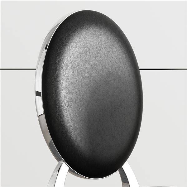 Leatherette Dining Chair Set of 2, Oval Backrest Design and Stainless Steel Legs