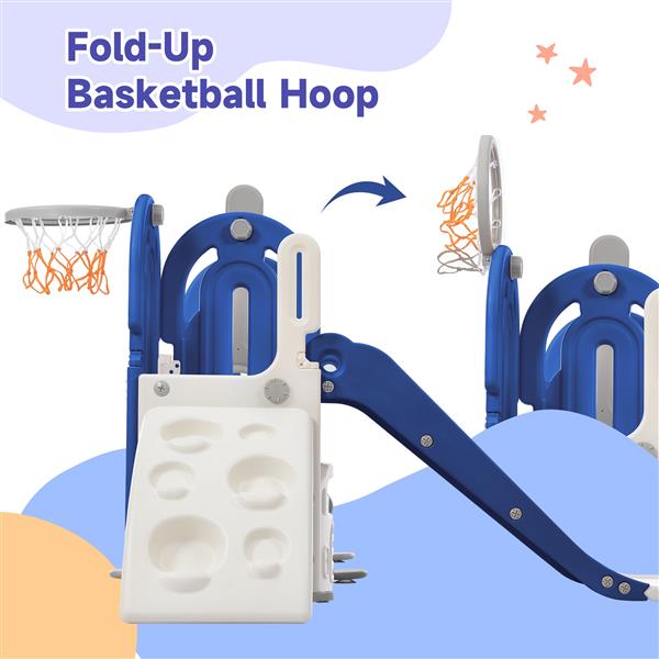 Toddler Slide and Swing Set 5 in 1, Kids Playground Climber Slide Playset with Basketball Hoop  Combination for Babies Indoor & Outdoor