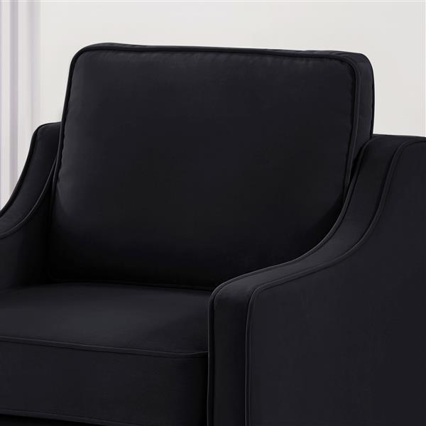 Modern Armchair, Living Room Single Seat Sofa Chair with Wooden Legs, Upholstered Velvet Chair for Living Room, Bedroom,Black