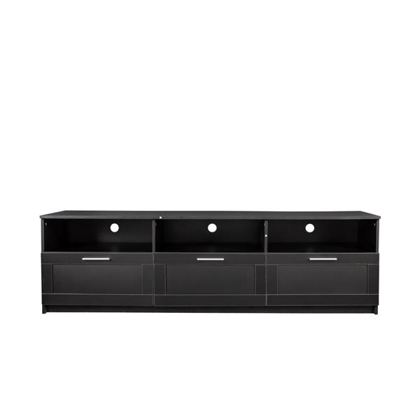 Black modern minimalist TV cabinet 80 inch TV stand, open locker Living Room Bedroom