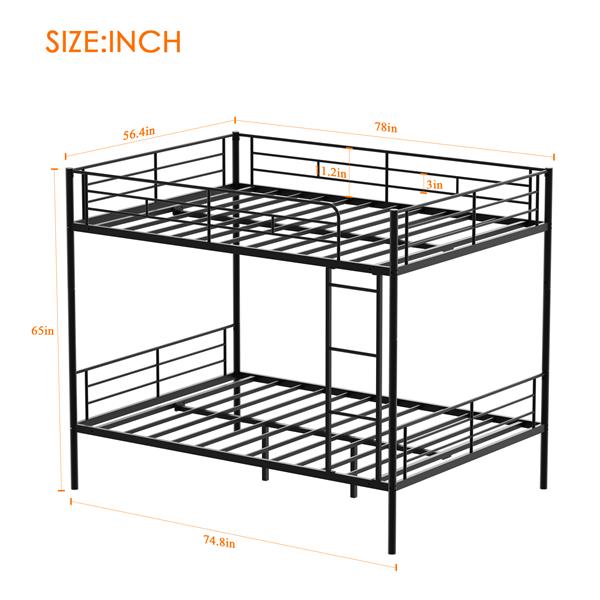 Metal Loft Bed Twin Size, Heavy Duty Metal Loft Bed Frame with Dual Ladders & Safety Guardrail, No Box Spring Needed, Space-Saving Loft Bed for Juniors Teens Adults (Black)