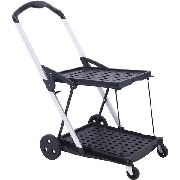 Collapsible Utility Cart Multi Use Functional Collapsible Shopping Carts 2-Tier Collapsible Shopping Cart with Baskets Carrito para Supermercado con Ruedas