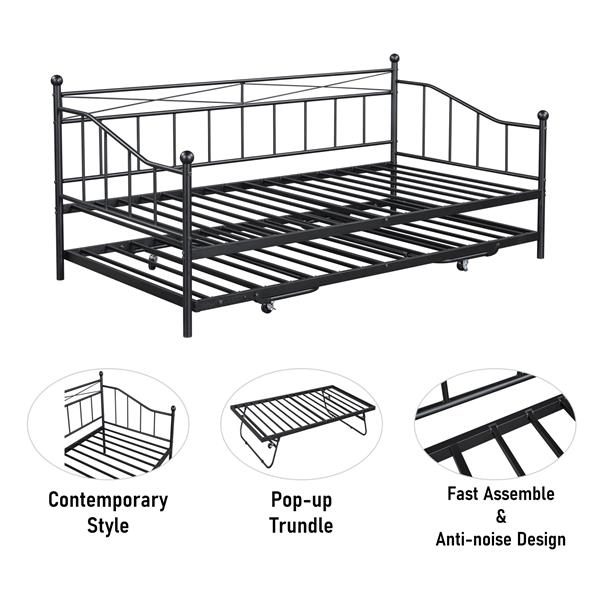 Metal Daybed with Pop-up Trundle