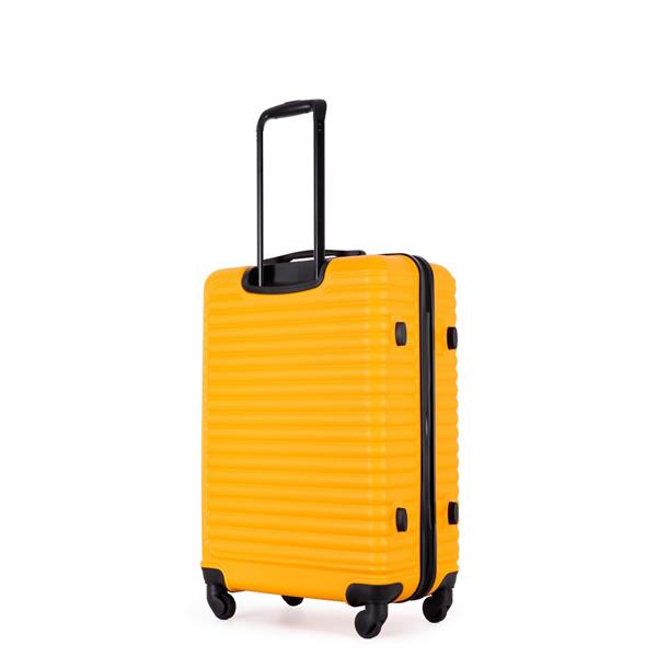 3 Piece Luggage Sets ABS Lightweight Suitcase with Two Hooks, Spinner Wheels, TSA Lock, (20/24/28) ORANGE