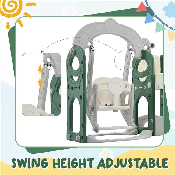 Toddler Slide and Swing Set 5 in 1, Kids Playground Climber Slide Playset with Telescope,  Combination for Babies Indoor & Outdoor