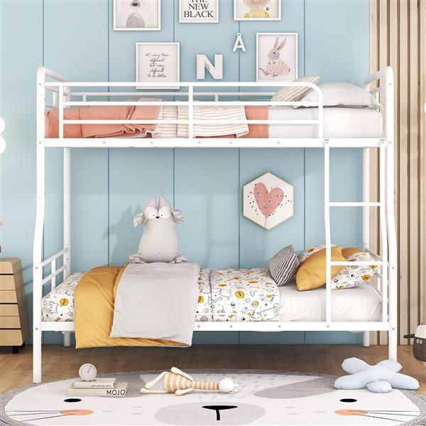 Full XL Over Queen Metal Bunk Bed, White