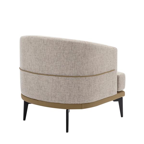 Modern Two-tone Barrel Fabric Chair, Upholstered Round Armchair for Living Room Bedroom Reading Room, Mustard Green