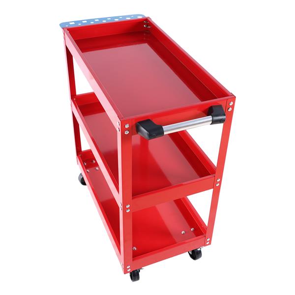 Tool Cart on Wheels, 3 Tier Rolling Mechanic Tool Cart, Heavy Duty Steel Utility Cart w/Lockable Wheels, 450 LBS Capacity Industrial Service Cart for Garage, Warehouse, Workshop (Bright Red)