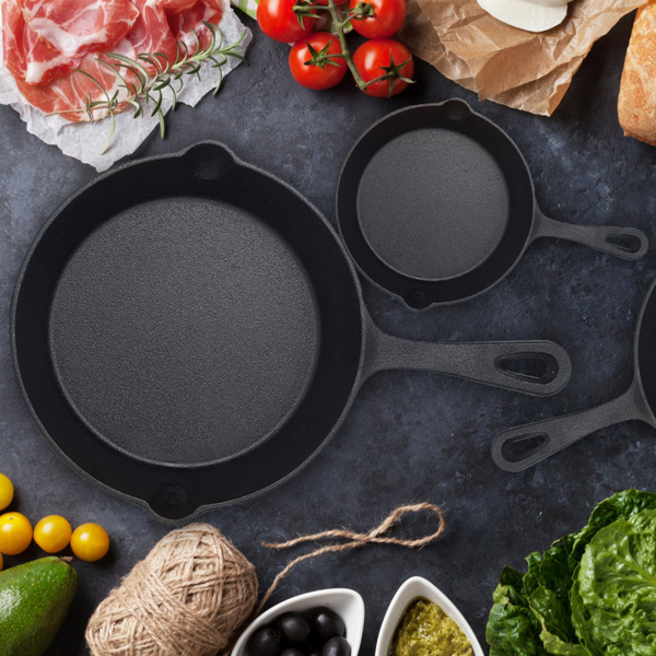 3 Skillet Bundle 6 inches and 8 inches with 10 inch Set of 3 Cast Iron Frying Pans Non-Stick Oven Safe Cookware Heat-Resistant Frying Pan（No shipments on weekends）