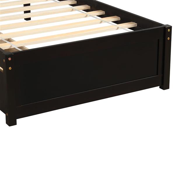 Twin Platform Storage Bed Wood Bed Frame with Two Drawers and Headboard, Espress