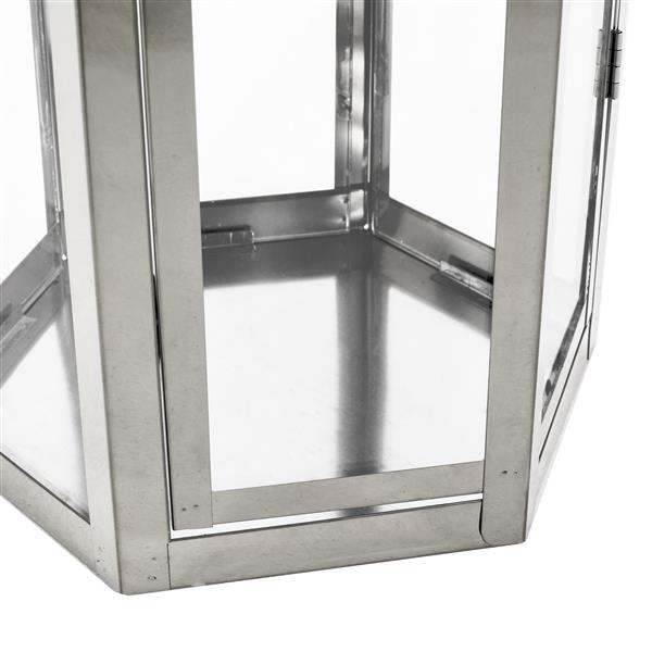 23"H STAINLESS STEEL LANTERN