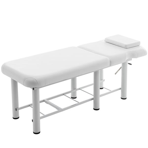 Professioanl Massage Table , Backrest Adjustable, Removable Headrest, Bottom Shelf Storage , Memory Foam Layer Salon Bed,White