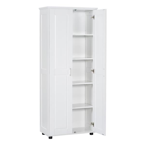 Storage Cabinet with Two Doors for Bathroom, Office, Adjustable Shelf, MDF Board, White