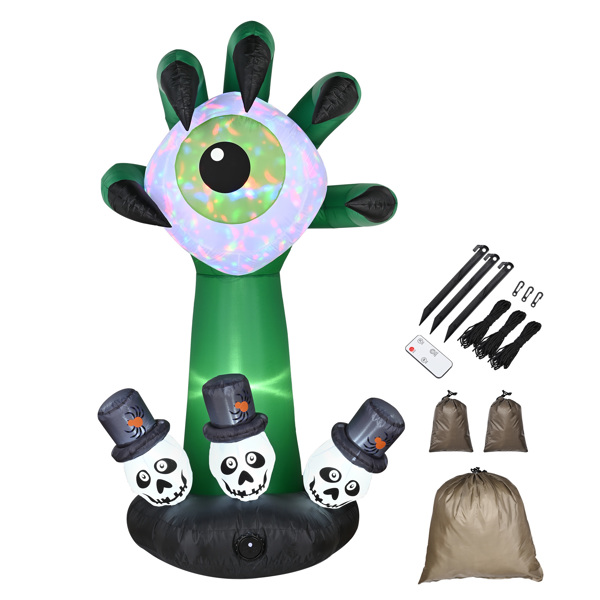 6 Foot Halloween Inflatable Monster Hand with Eyeball LED Lights Decor Outdoor Indoor Holiday Decorations, Blow up Lighted Yard Decor, Lawn Inflatables Home Family Outside（No shipment on weekends）