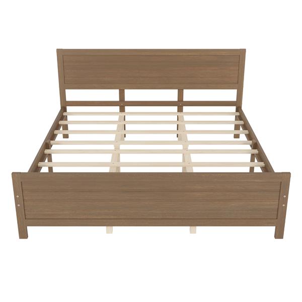 Wood Platform Bed Frame with Headboard, Mattress Foundation with Wood Slat Support, No Box Spring Needed, King Size, Walnut