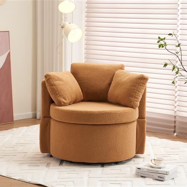 Fabric Swivel And Storage Chair With Back Cushion For Living Room,Khaki