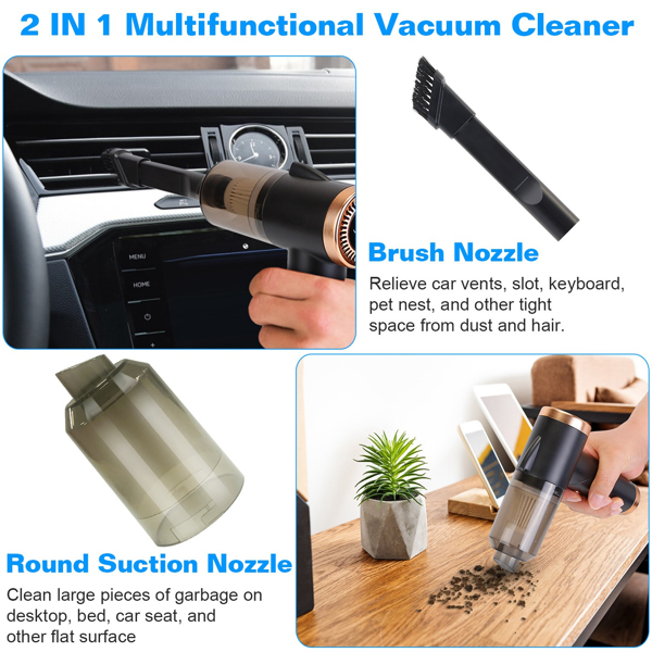 120W 9000PA Cordless Handheld Vacuum Cleaner w/ Searchlight Portable Rechargeable Car Auto Home Duster