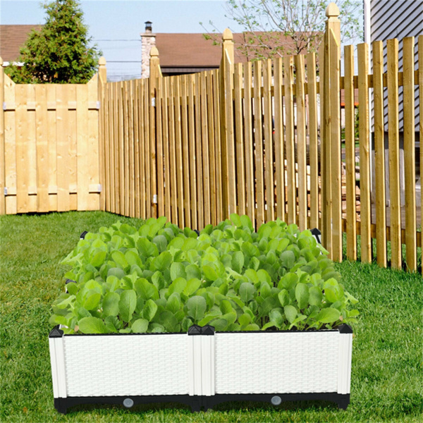 4PCS Elevated Planting Box White  ﻿