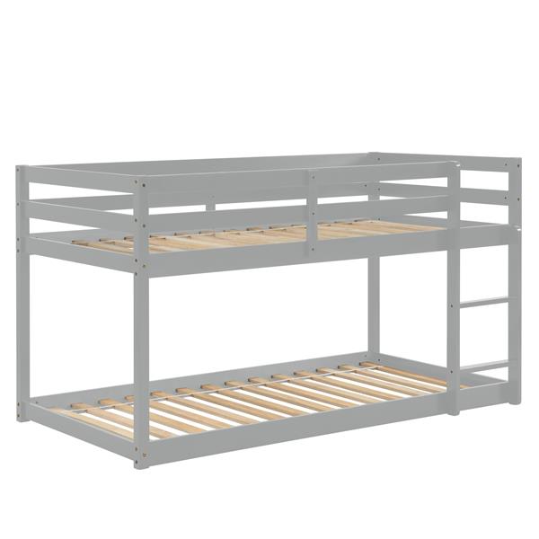 Twin over Twin Floor Bunk Bed,Grey