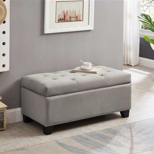 Upholstered Storage Rectangular bench for Entryway Bench,Bedroom End of Bed Bench Foot of Bed Bench Entryway.Charcoal Gray