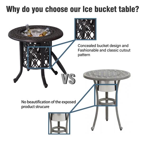 手工拉丝铜绿/青铜铸铝，食品级 304 不锈钢冰桶/桶桌套装-6