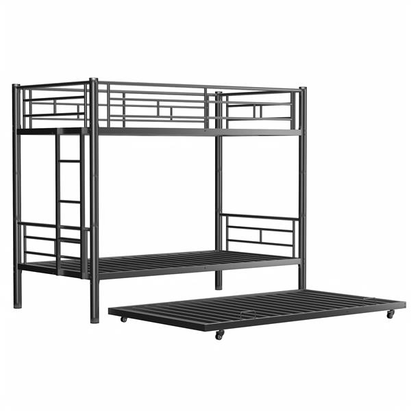 Heavy-duty Sturdy Meta Twin over Twin Bunk Bed/l/ Noise Reduced/ Safety Guardrail/No Box Spring Needed,Black