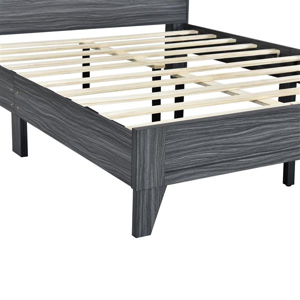 Full Size Storage Platform Bed Frame with 4 Open Storage Shelves and USB Charging Design,Gray