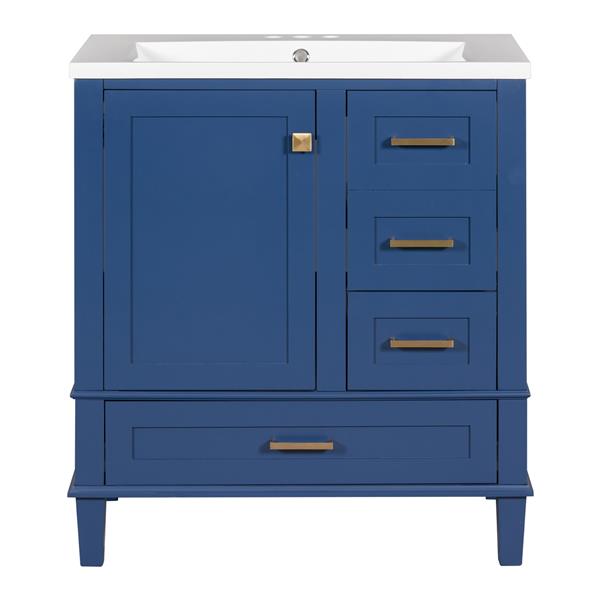 30" Bathroom Vanity , Modern Bathroom Cabinet with Sink Combo Set, Bathroom Storage Cabinet with a Soft Closing Door and 3 Drawers, Solid Wood Frame(Blue)