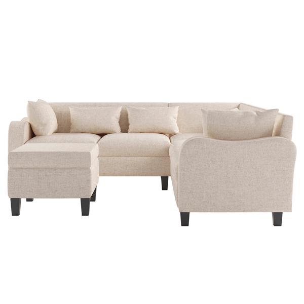 [New]87" Modern Sectional Sofa with coffee table,6-Seat Couch Set with Storage Ottoman,Various Combinations,L-Shape Indoor Furniture with Unique Armrests for Living Room,Apartment, 2 Colors(6 pillows)