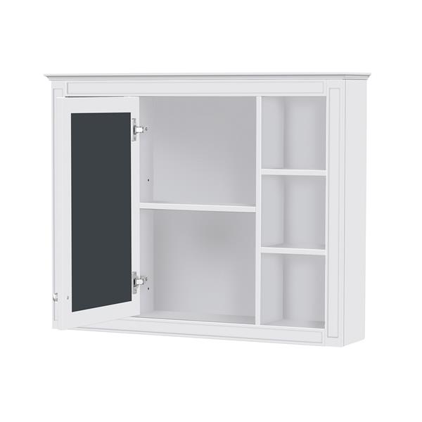 35'' x 27.5'' Medicine Cabinet, Wall Mounted Bathroom Storage Cabinet, Modern Bathroom Wall Cabinet with Mirror, Mirror Cabinet with 6 Open Shelves (Not Include Bathroom Vanity )