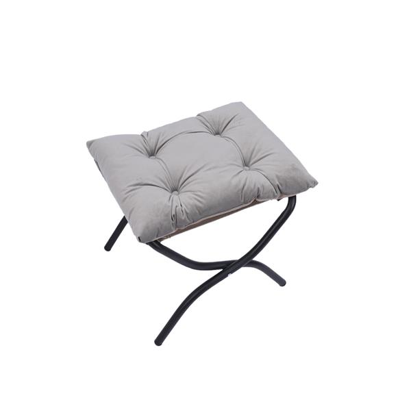 Living Room Chairs Modern Cotton Fabric Lazy Chair, Contemporary Lounge Chair, Single Steel Frame Leisure Sofa Chair with Armrests and A Side Pocket (Light Gray ),with ottoman ,with footrest