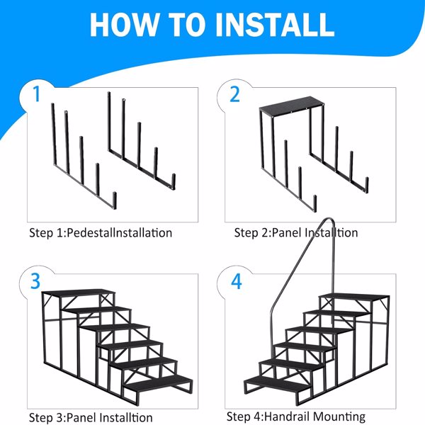 RV Stairs 6 Step Ladder, RV Steps Anti-Slip, Hot Tub Steps with Handrail, 660 lbs RV Ladder for 5th Wheel RV, Mobile Home Stairs