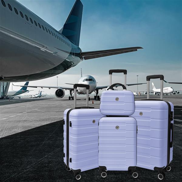 4 Piece Hard Shell Luggage Set,Carry on Suitcase with Spinner Wheels,Family Luggage Set,Lavender Purple(12/20/24/28in)