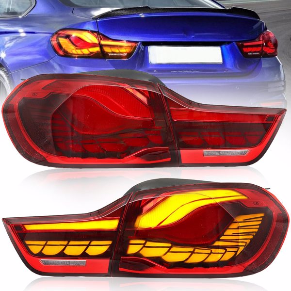 OLED Tail Lights Compatible with 2014-2020 4-series BMW GTS F32 F33 F36 F82 F83 with 3D Dynamic Animation Dragon Scales Running Light, Driver and Passenger Side