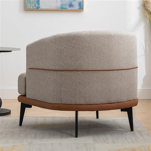 Modern Two-tone Barrel Fabric Chair, Upholstered Round Armchair for Living Room Bedroom Reading Room, Burnt Orange