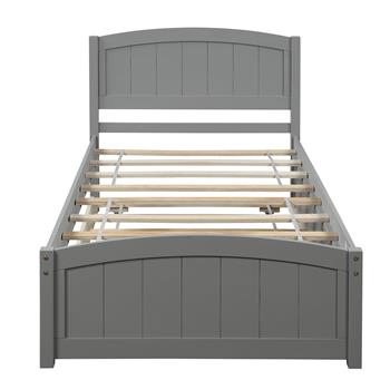 Twin size Platform Bed with Trundle, Gray