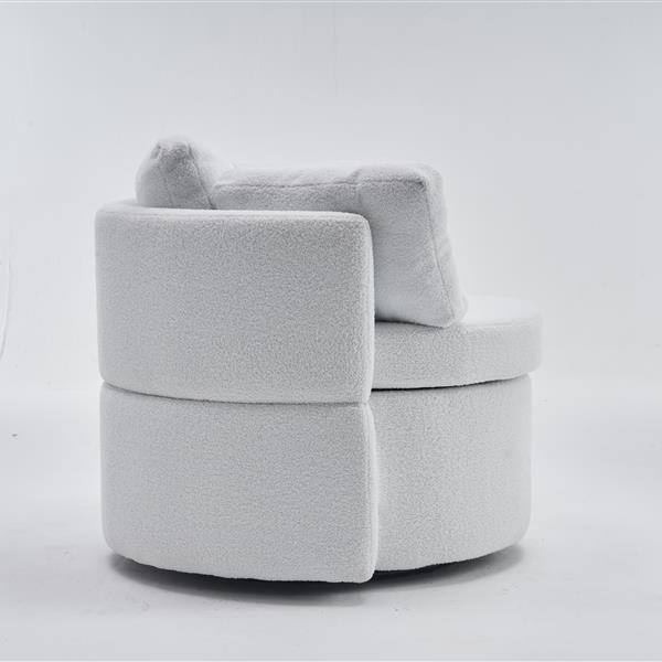 Fabric Swivel And Storage Chair With Back Cushion For Living Room,Ivory