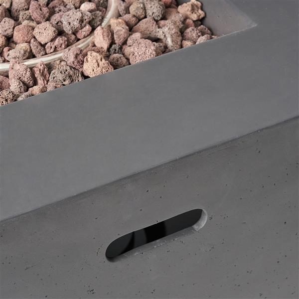 Outdoor Patio 24.5" H x 31.25" W Square Gas Burning Concrete fire Pit  - 40, 000 BTU, Dark Grey