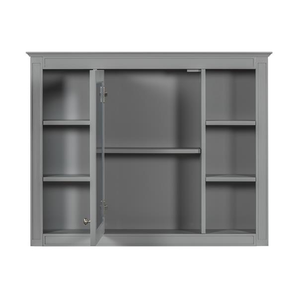 35'' x 27.5'' Medicine Cabinet, Wall Mounted Bathroom Storage Cabinet, Modern Bathroom Wall Cabinet with Mirror, Mirror Cabinet with 6 Open Shelves (Not Include Bathroom Vanity )