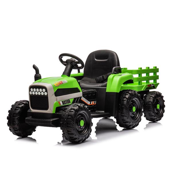 Ride on Tractor with Trailer,12V Battery Powered Electric Tractor Toy w/Remote Control,electric car for kids,Three speed adjustable,Power display, USB,MP3 ,Bluetooth,LED light,Two-point safety belt