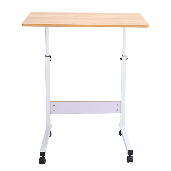 Mobile Over Bed Chair Table Hospital Overbed Height Adjustable Laptop Tray Stand