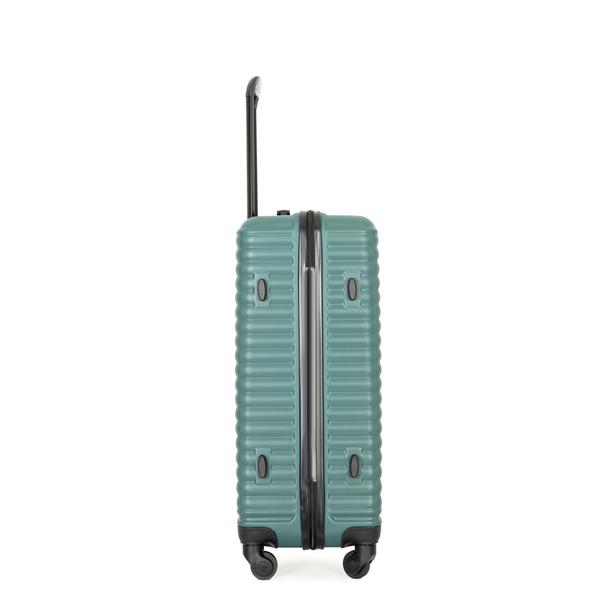 3 Piece Luggage Sets ABS Lightweight Suitcase with Two Hooks, Spinner Wheels, TSA Lock, (20/24/28) Green