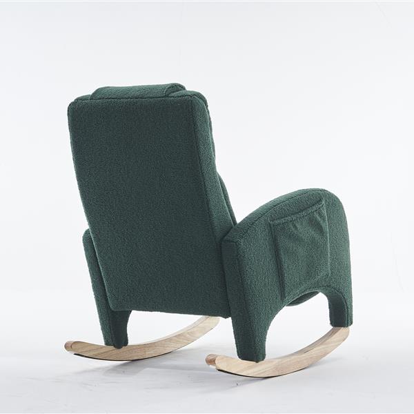 052-Teddy Fabric Nursery Rocking Chair With Adjustable Footrest,Green