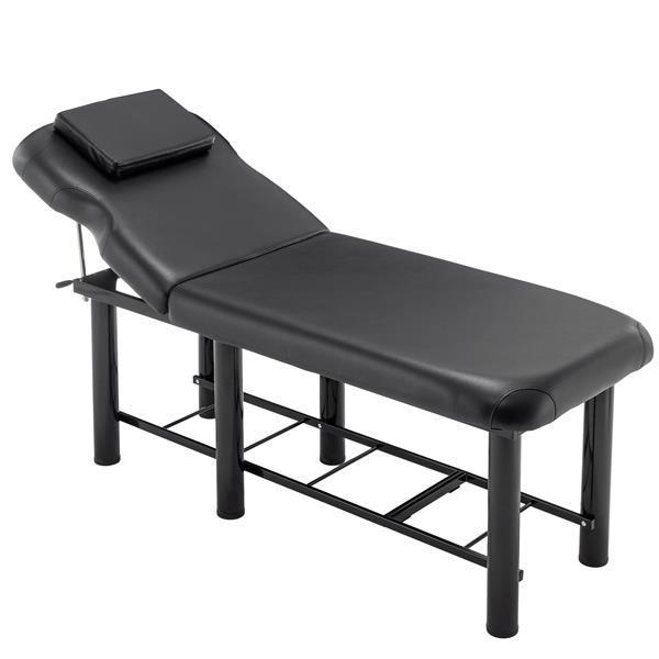 Professioanl Massage Table , Backrest Adjustable, Removable Headrest, Bottom Shelf Storage , Memory Foam Layer Salon Bed,Black