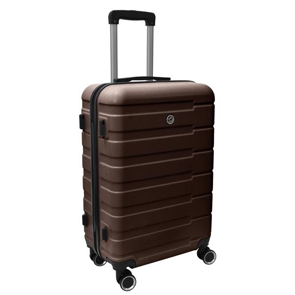 4 Piece Hard Shell Luggage Set,Carry on Suitcase with Spinner Wheels,Family Luggage Set,Brown(12/20/24/28in)