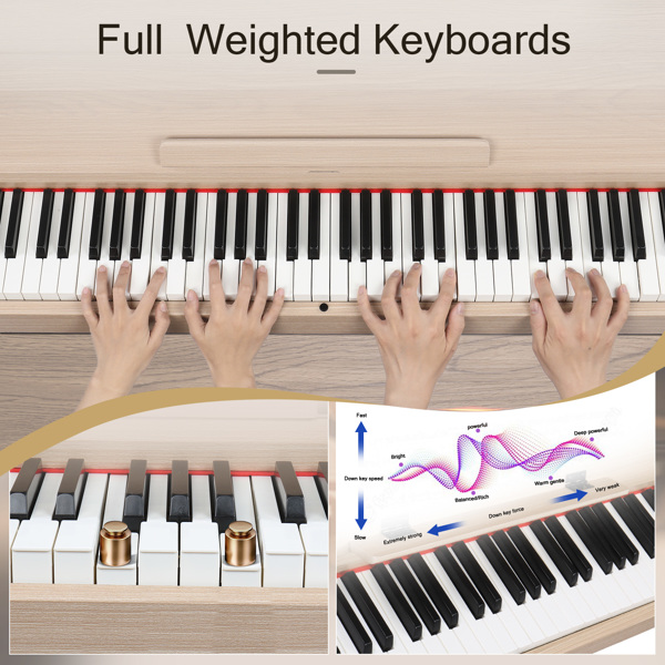 【Do Not Sell on Amazon】GDP-203 88 Key Standard Full Weighted Keyboards Digital Piano with Metal Stand, Power Adapter, Triple Pedals, Headphone, for All Experience Levels Natural Technology Wood