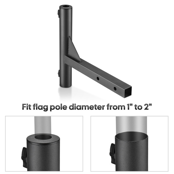 15"x2"x18" Hitch Mount Flagpole Holder, Flag Holder Compatible with Hitch Flagpoles Within 1” to 2” & Universally for 2” Hitch Receiver on RV SUV Pickup Truck Camper Trailer Jeep