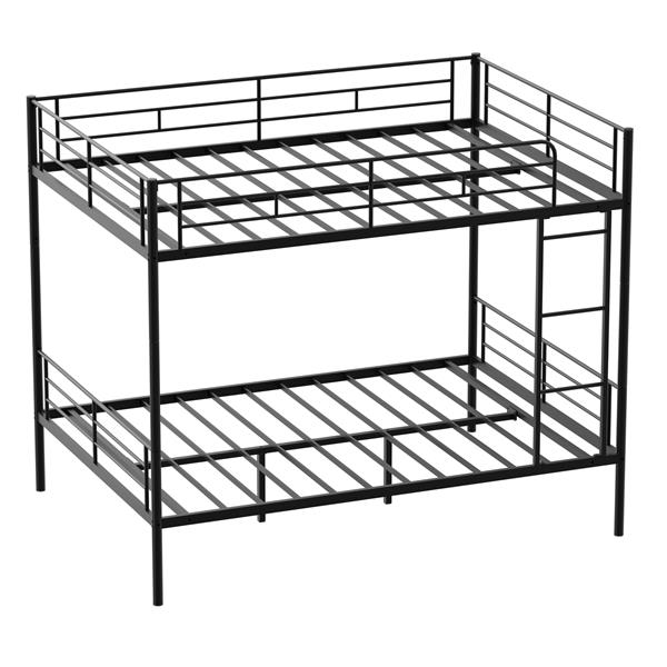 Metal Loft Bed Twin Size, Heavy Duty Metal Loft Bed Frame with Dual Ladders & Safety Guardrail, No Box Spring Needed, Space-Saving Loft Bed for Juniors Teens Adults (Black)