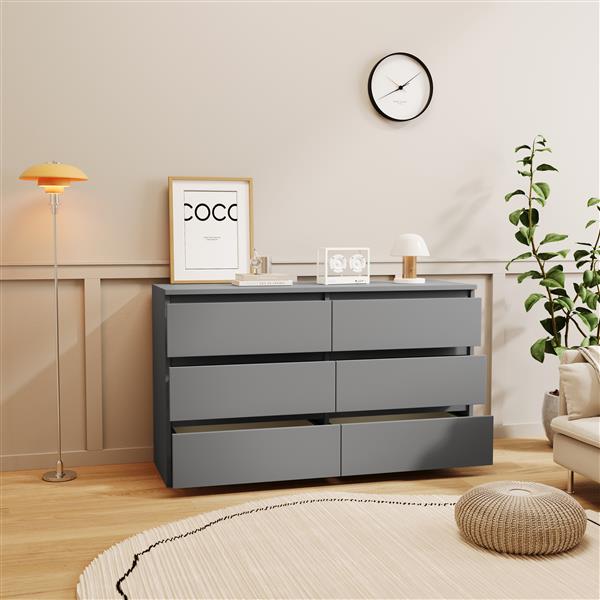 Grey Large 6 drawers chest of drawer dressers table