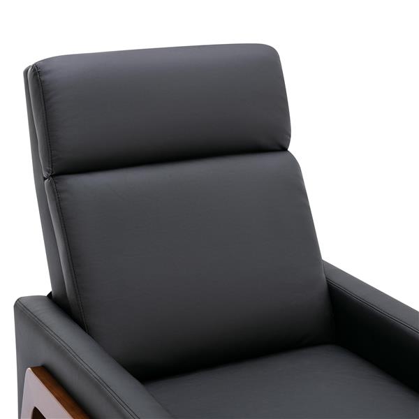 Wood-Framed PU Leather Recliner Chair Adjustable Home Theater Seating with Thick Seat Cushion and Backrest Modern Living Room Recliners, Black